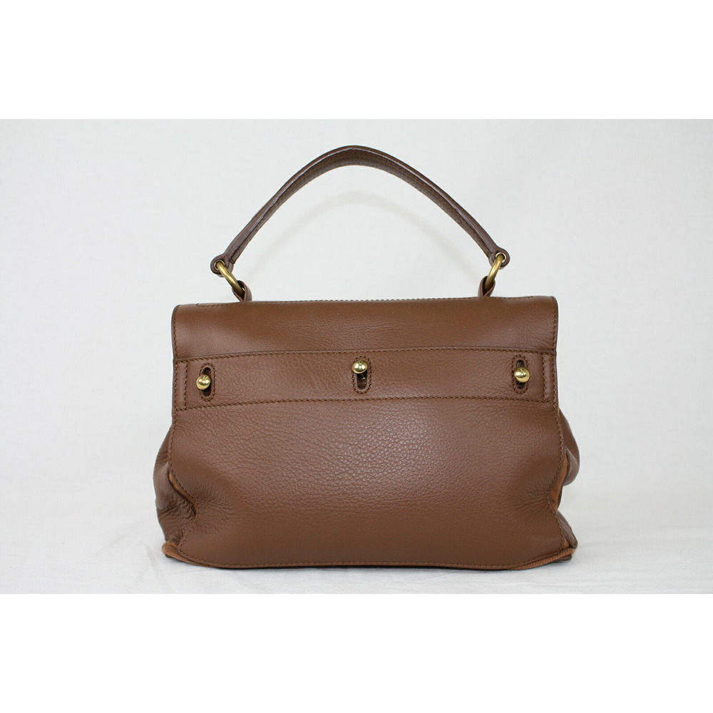 Saint Laurent Muse Leather Canvas Brown Yves Bag Two Shoulder YSL